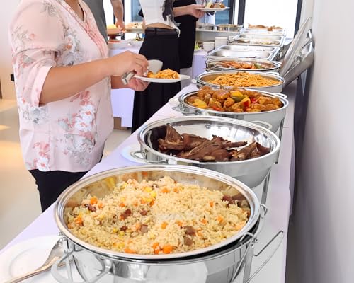 2 Pack Gold 5 Qt Chafing Dish Buffet Set with Glass Lid J529939
