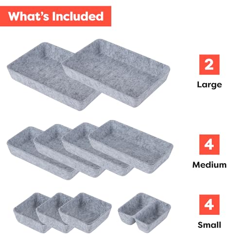 10-Piece Modular Felt Drawer Organizer Set U380