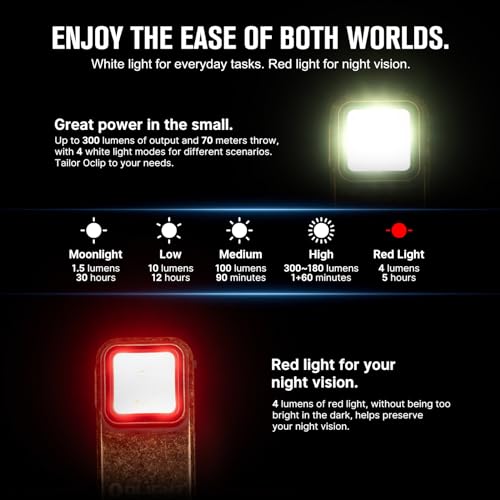 Rechargeable EDC Flashlight 300 Lumens Compact Pocket Clip Light with USB C Charging L741