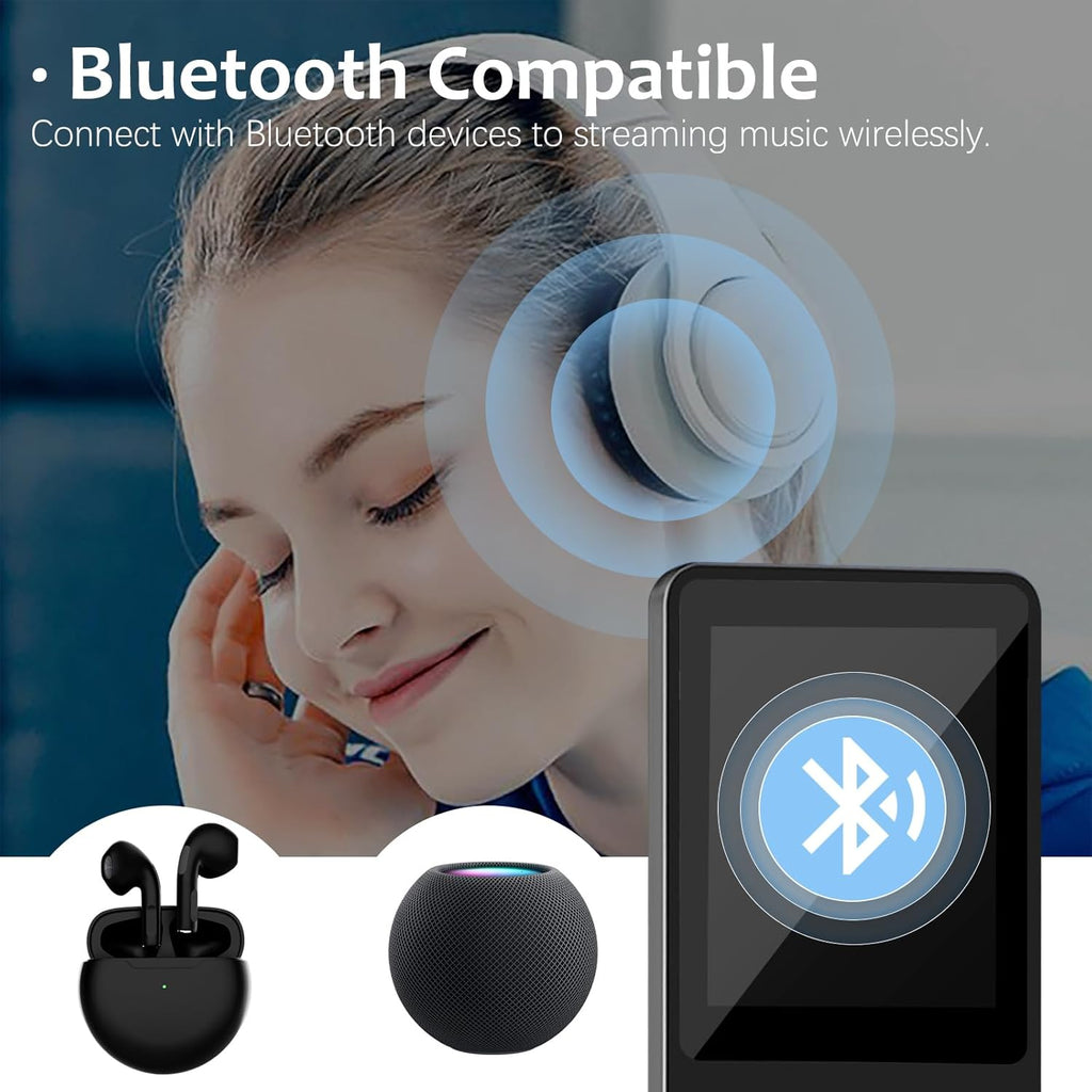 32GB Bluetooth MP3 Player with Speaker, FM Radio, Voice Recorder, Alarm Clock, Supports up to 128GB, Including Earphones G16597