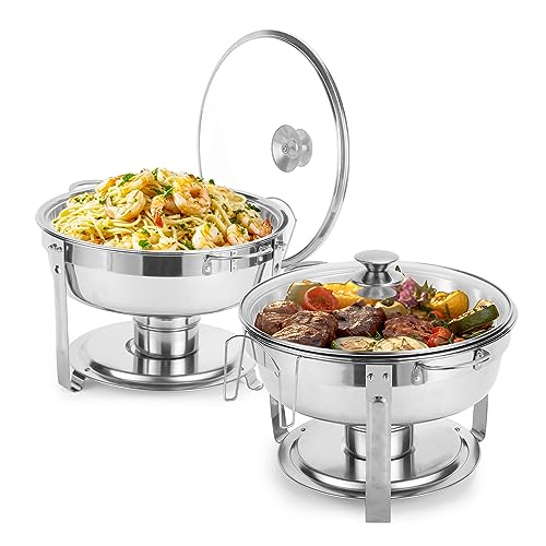 2 Pack Gold 5 Qt Chafing Dish Buffet Set with Glass Lid J529939