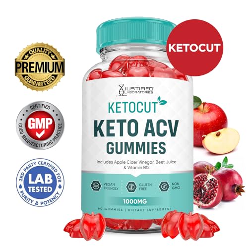Keto ACV Gummies 1000MG Apple Cider Vinegar with Pomegranate Beet Juice Powder B12 Vegan Non GMO 60 Gummies V233343