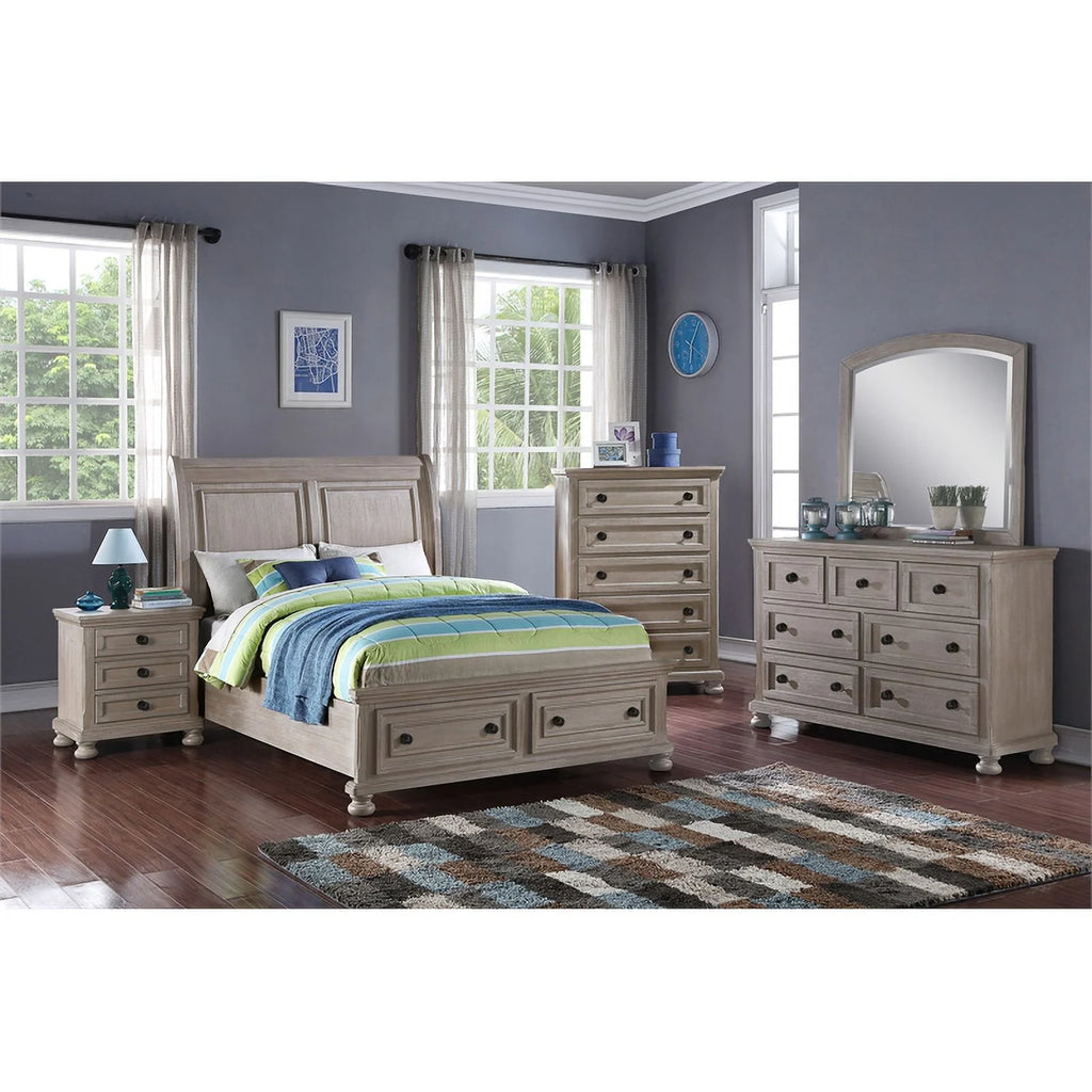 4PC Wood Twin Bedroom Set with Chest in Pewter P45575