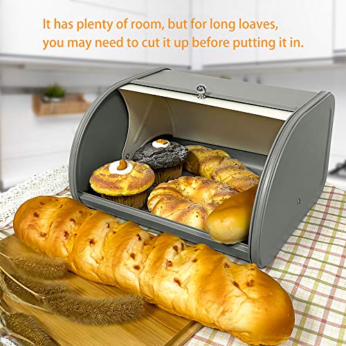 Metal Bread Box with Roll Top Lid Z2588