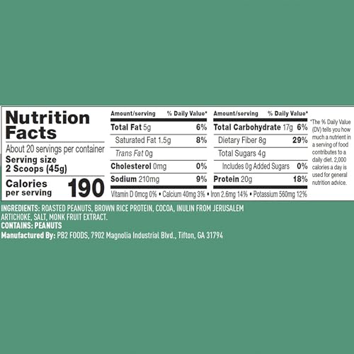 Peanut Protein Powder with Madagascar Vanilla 2 lb 32 oz Jar 20g Vegan Plant Based Protein Non GMO Gluten Free Non Dairy M996977