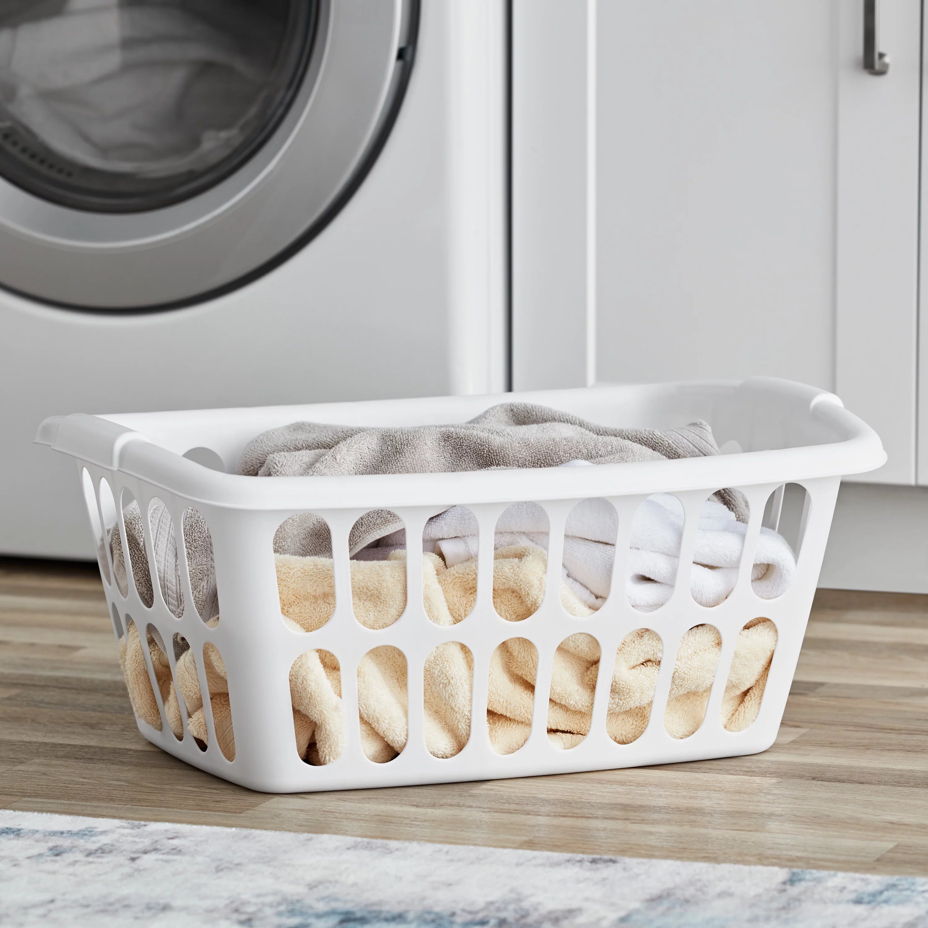 White 6 Pack Rectangular Plastic Laundry Basket K235