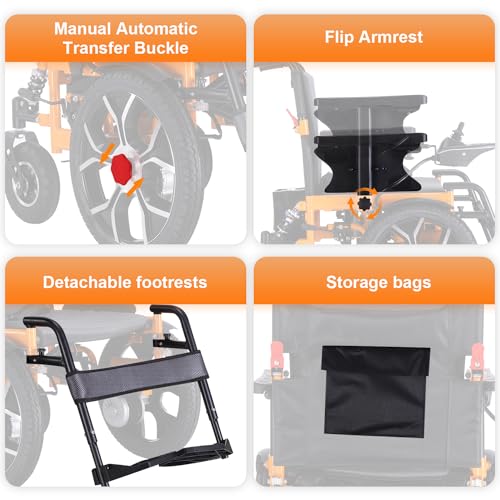 Foldable Electric Wheelchair with Dual Motor, Supports up to 330 lbs E10804