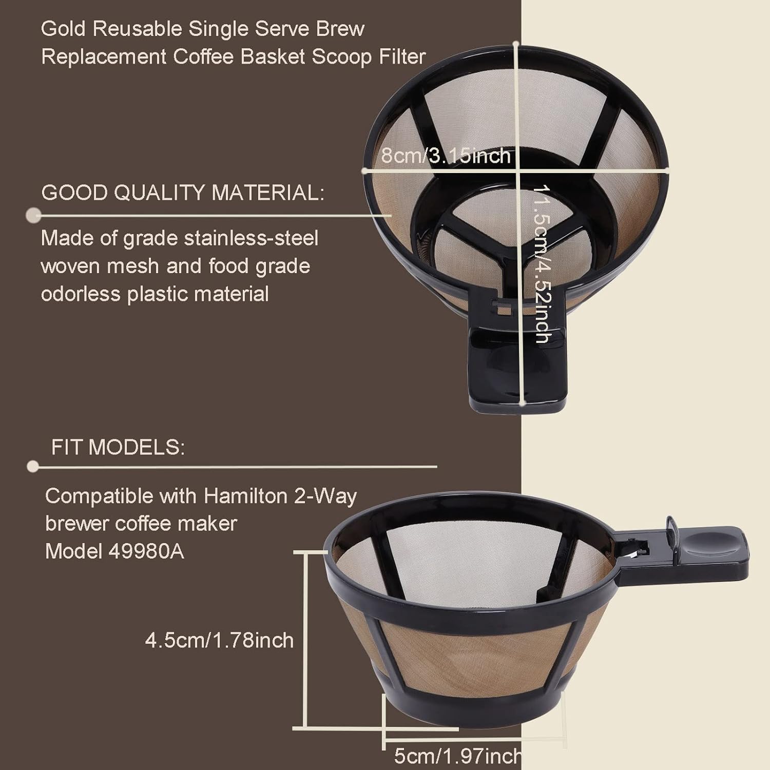 Gold Coffee Filters Replacement, Pack of 2 X6459