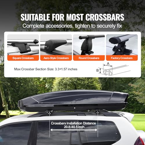 18 Cubic Feet ABS Hard Shell Roof Box with Dual-Sided Opening and 2 Reinforced Straps, Black L929