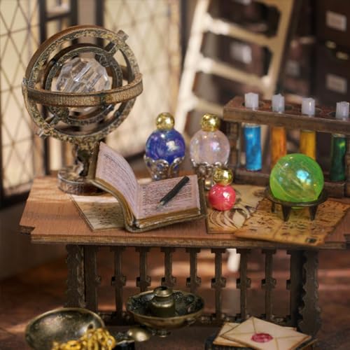 DIY Dollhouse Miniature Wooden Furniture Kit with Dust Proof Cover and Music Box H214975