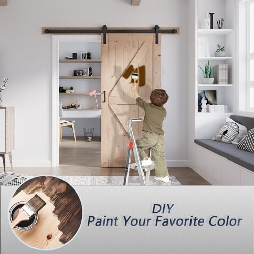 48in x 80in Sliding Wood Barn Door with 8FT Barn Door Hardware Kit B967