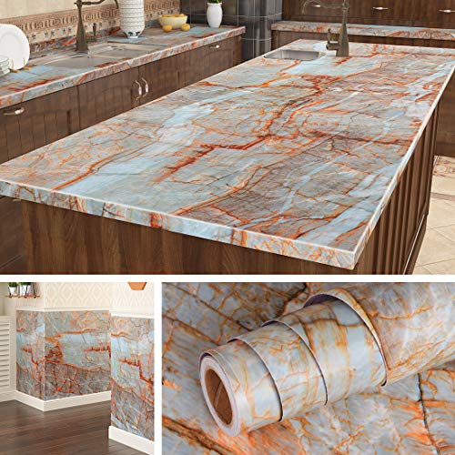 Teal Marble Peel and Stick Wallpaper E746624