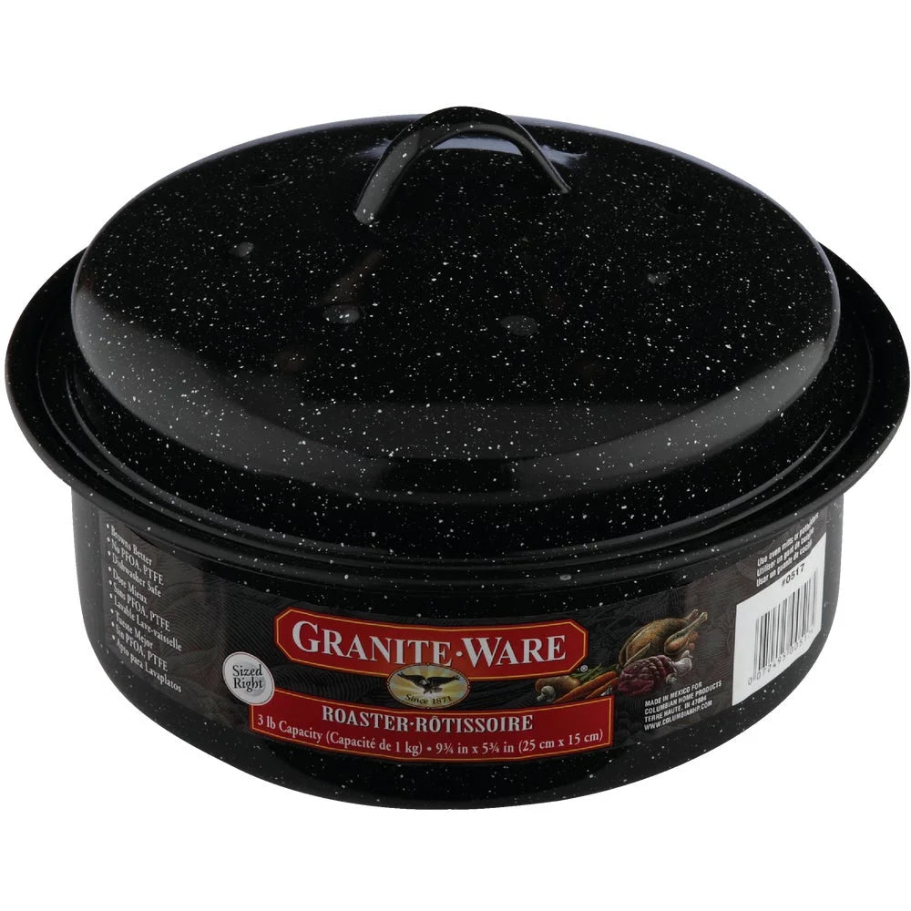 3 Lb. Black Covered Round Roaster V231