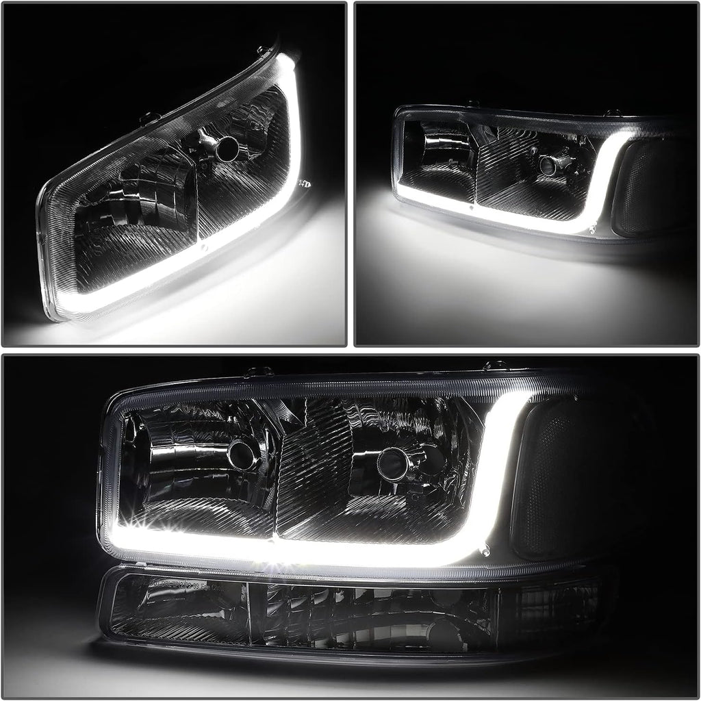 4PCs LED DRL Strip Headlight Bumper Lamp Chrome Clear W21838