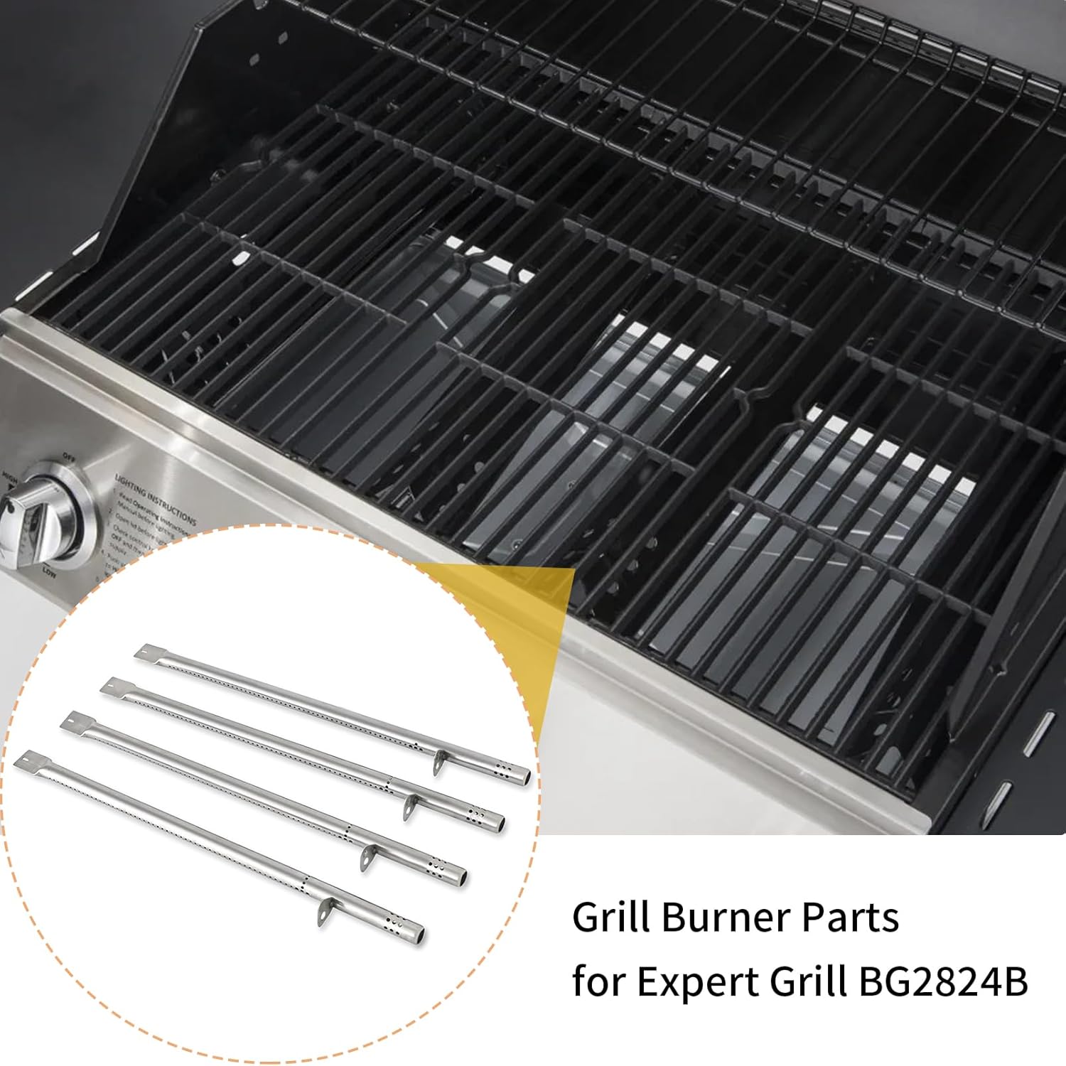 4 Pack 16.5 inch Stainless Steel Grill Burner Replacement O1411