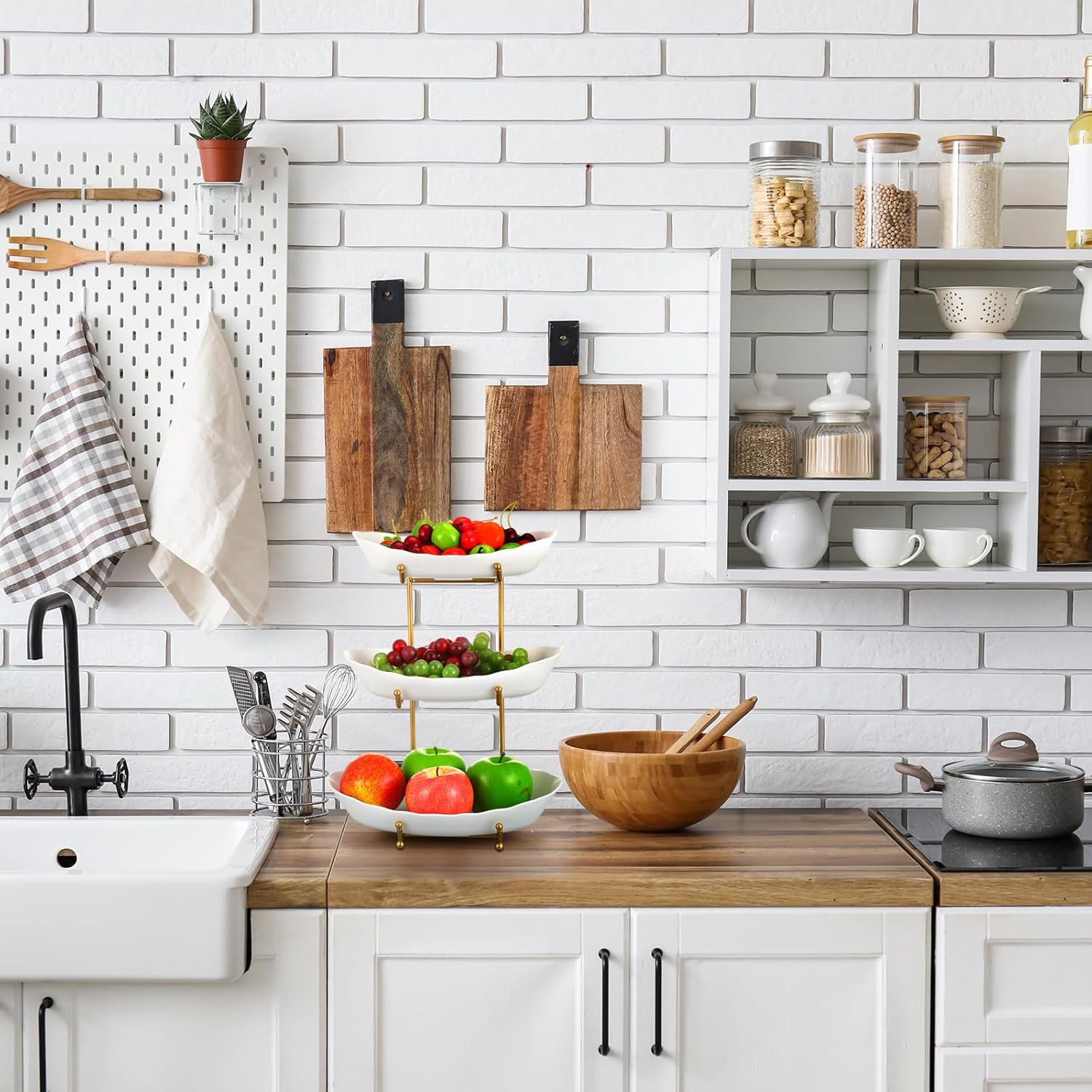 3 Tier Acrylic Fruit Bowl with Metal Rack P9891