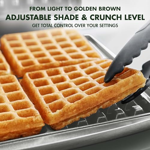 Cream White Ceramic Nonstick Waffle Iron W5023