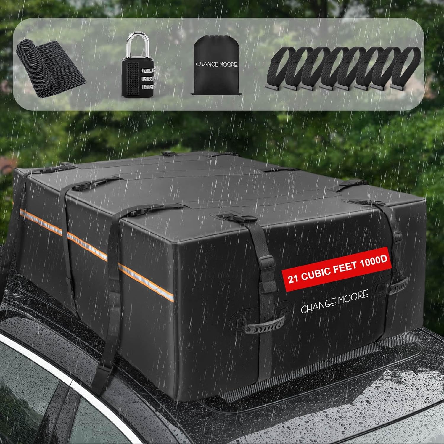 21 Cubic Feet 1000D Waterproof Car Rooftop Cargo Carrier Bag P32214