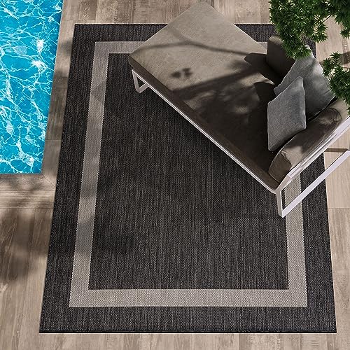 9x12 Beige/White Washable Outdoor Rug N72013