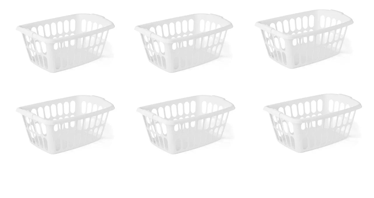 White 6 Pack Rectangular Plastic Laundry Basket K235