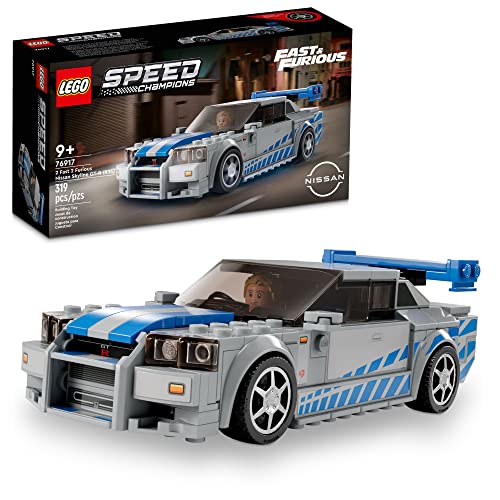 LEGO Speed Champions Nissan Skyline GT-R (R34) Race Car Toy Building Kit with Racer Minifigure F8008