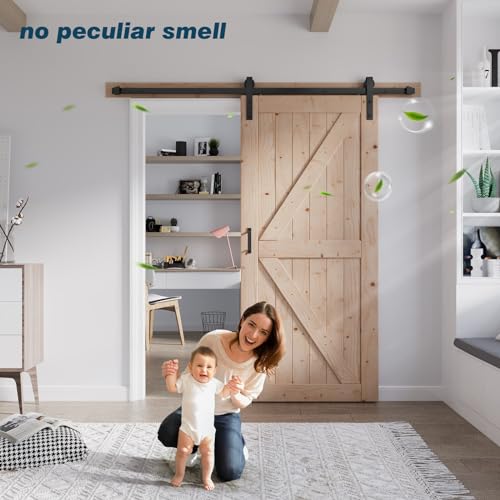 48in x 80in Sliding Wood Barn Door with 8FT Barn Door Hardware Kit B967