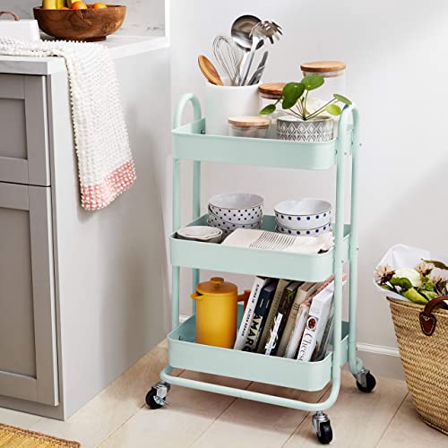 White 3-Tier Rolling Utility Cart with Lockable Wheels G67193