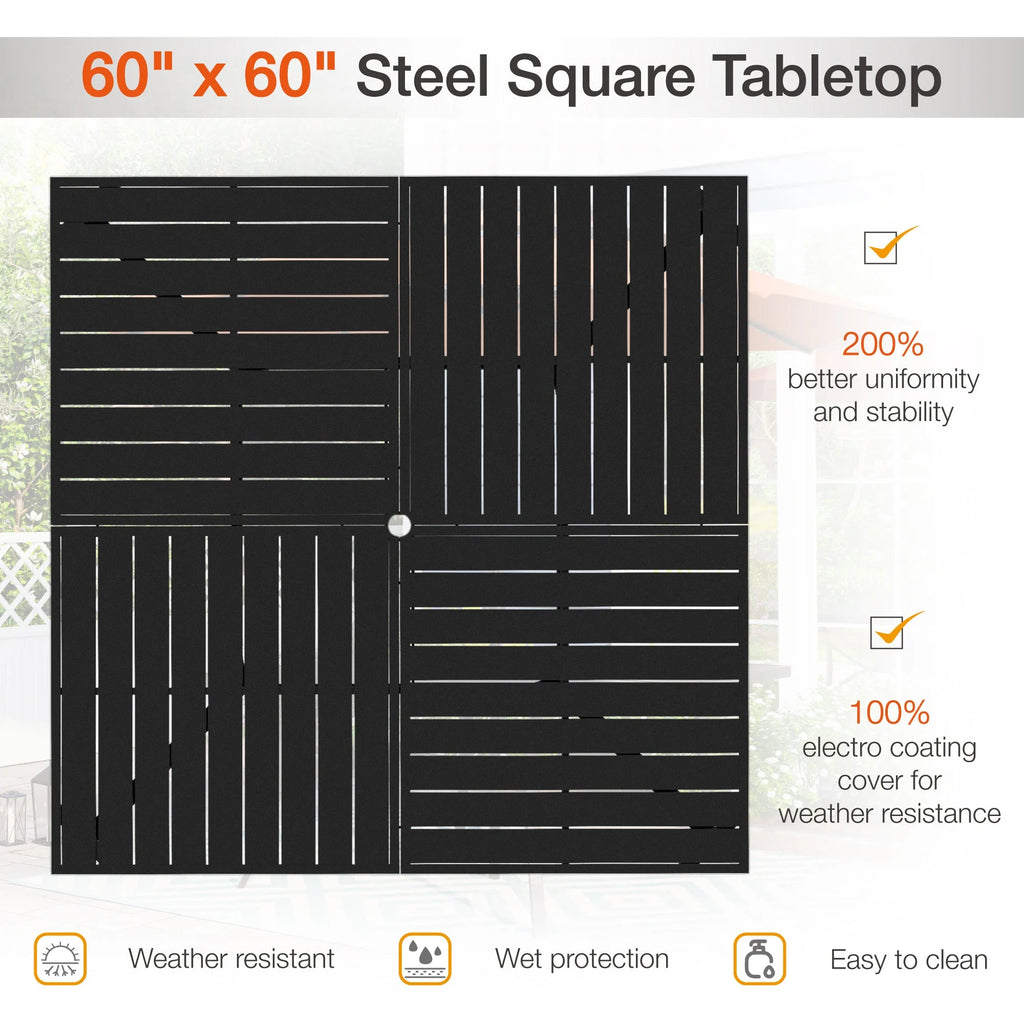9 Piece Outdoor Metal Patio Dining Set with Swivel Padded Chairs X503758