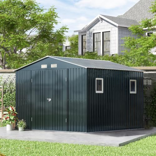 Brown Metal Utility Storage Shed 10 x 12ft F962