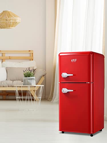 Compact Refrigerator with Freezer, Mini Fridge, Red M7693