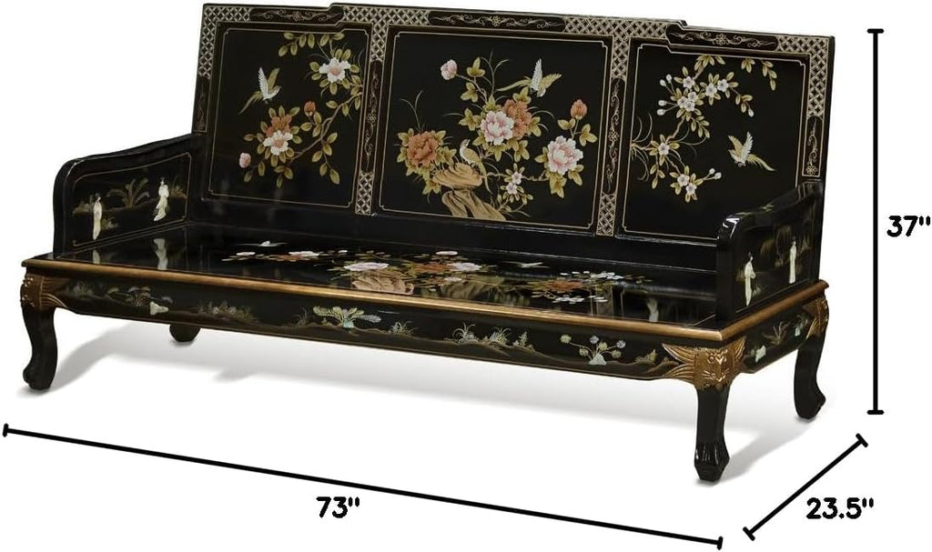 Black Lacquer Wooden Sofa Chair U4273