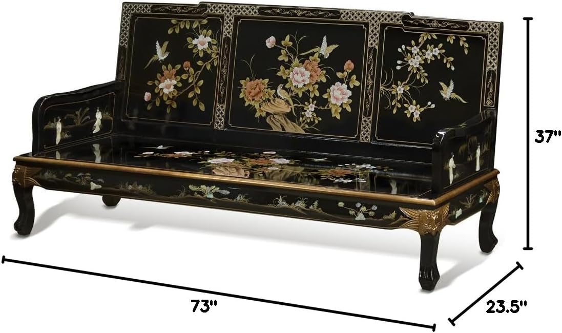 Black Lacquer Wooden Sofa Chair U4273
