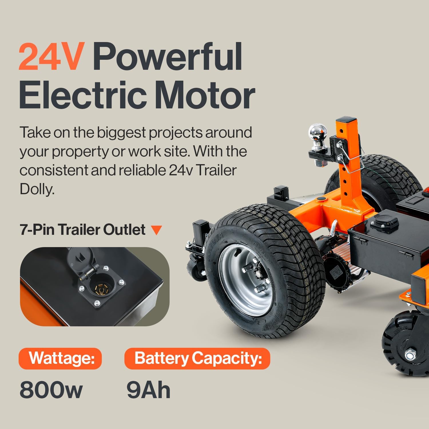 Electric Trailer Dolly 7500lbs Max Trailer Weight All-Terrain Wheels S2525
