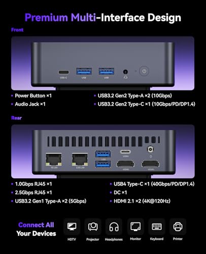Mini PC with AMD Ryzen 7 5825U, 16GB DDR4 512GB M.2 SSD, USB Type-C, WiFi 6, BT 5.2 Z7805