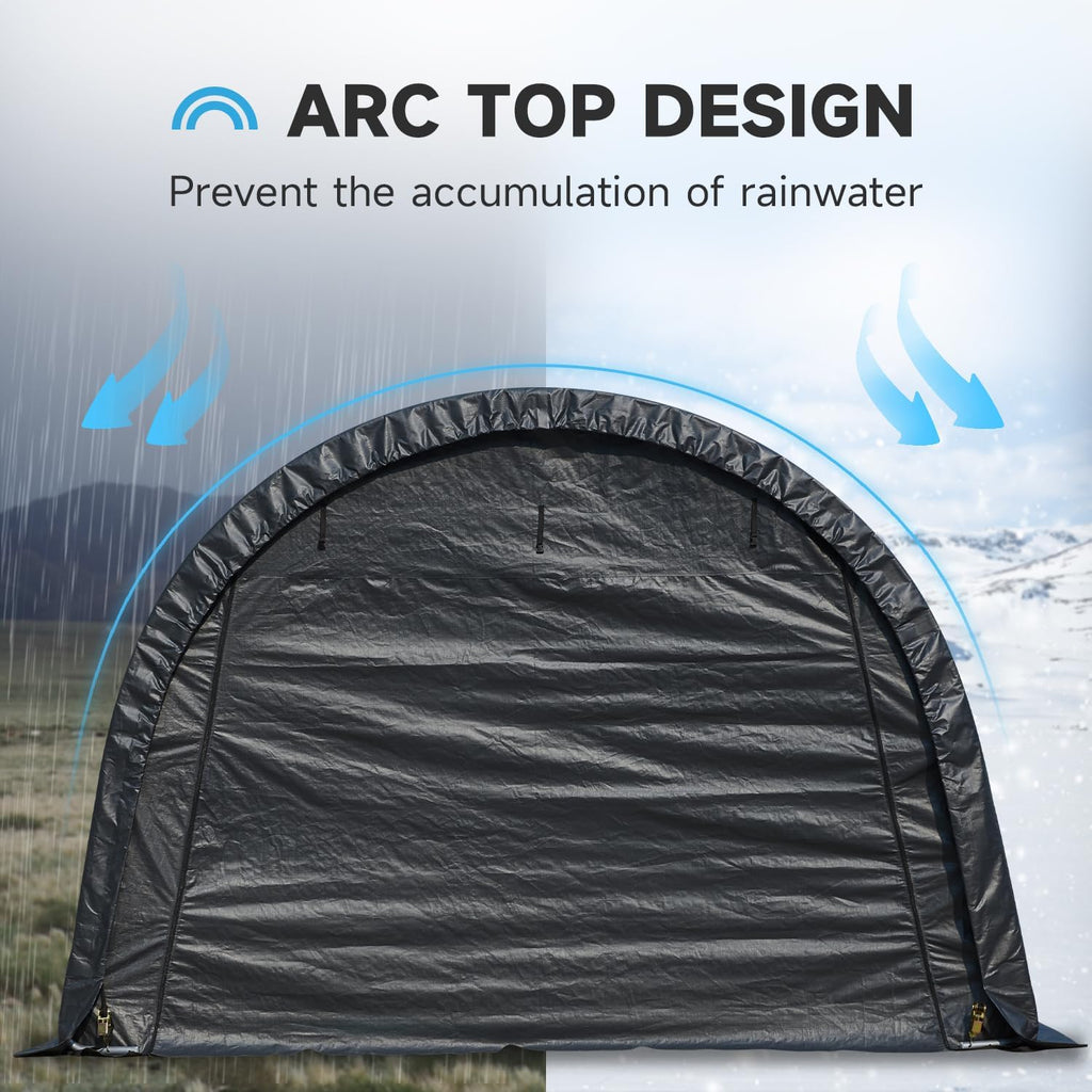 12 x 24 FT Heavy Duty Carport with All-Steel Metal Frame G4887