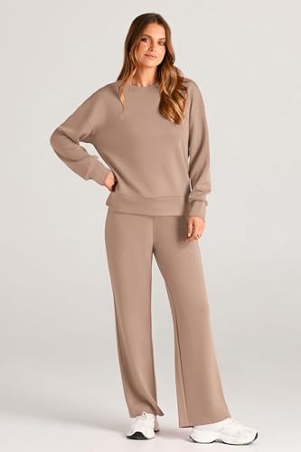 2 Piece Long Sleeve Pullover Tops And Long Pants Lounge Sets V6574