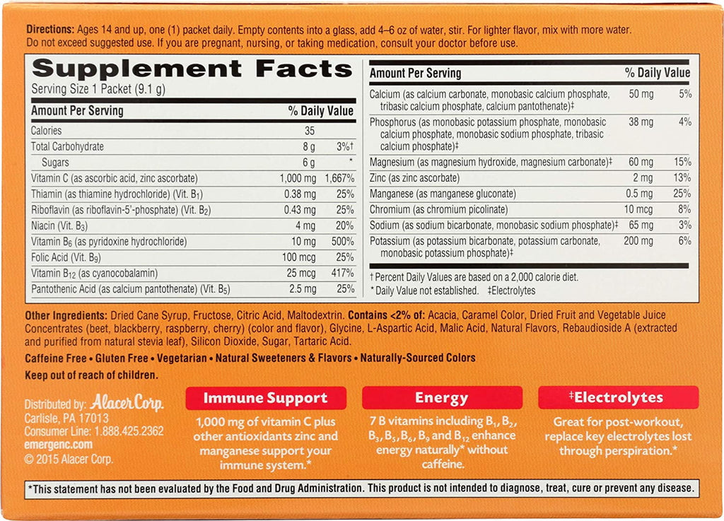Vitamin C Raspberry 1,000 Mg 30 Packets A6278