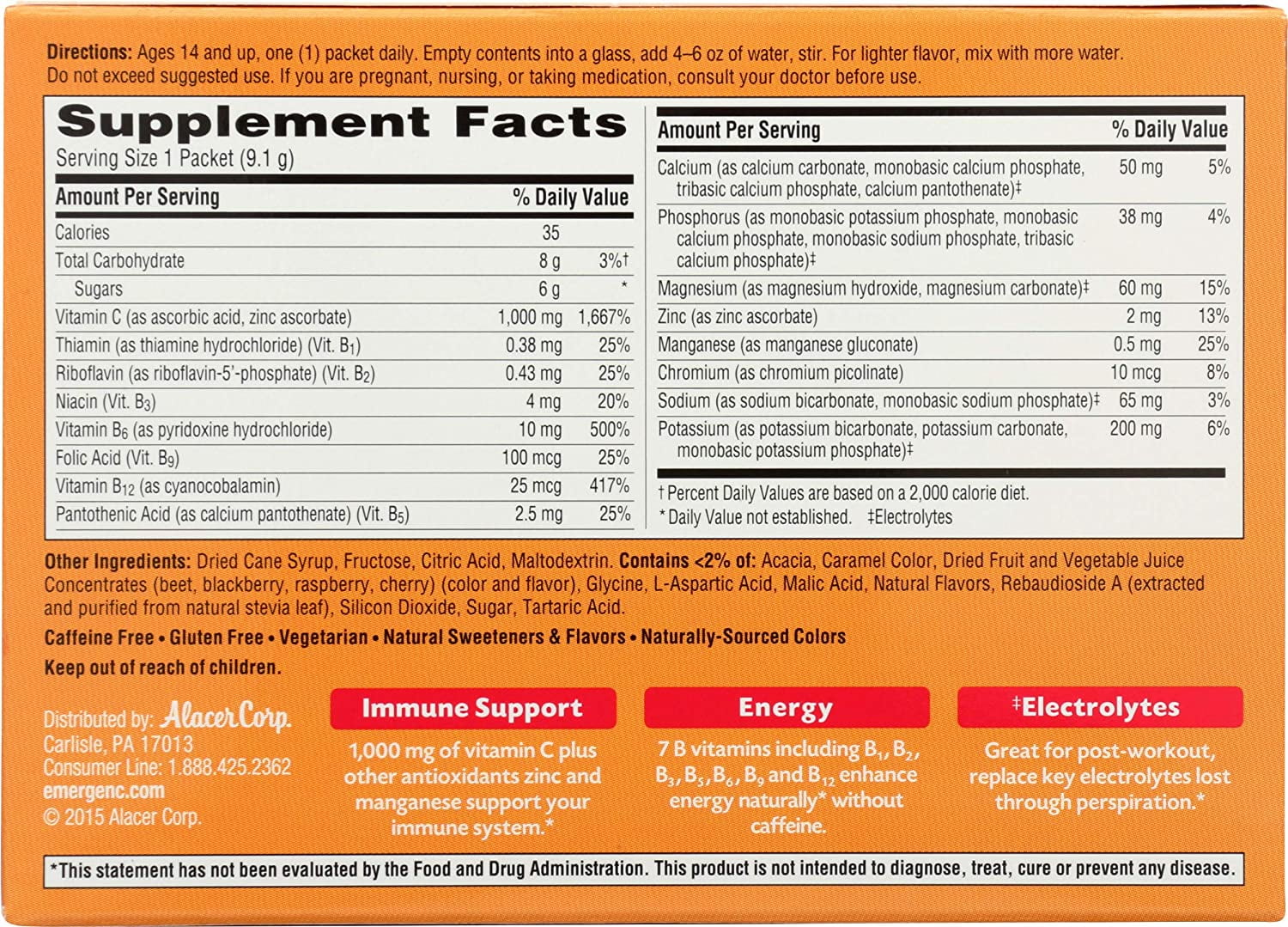 Vitamin C Raspberry 1,000 Mg 30 Packets A6278