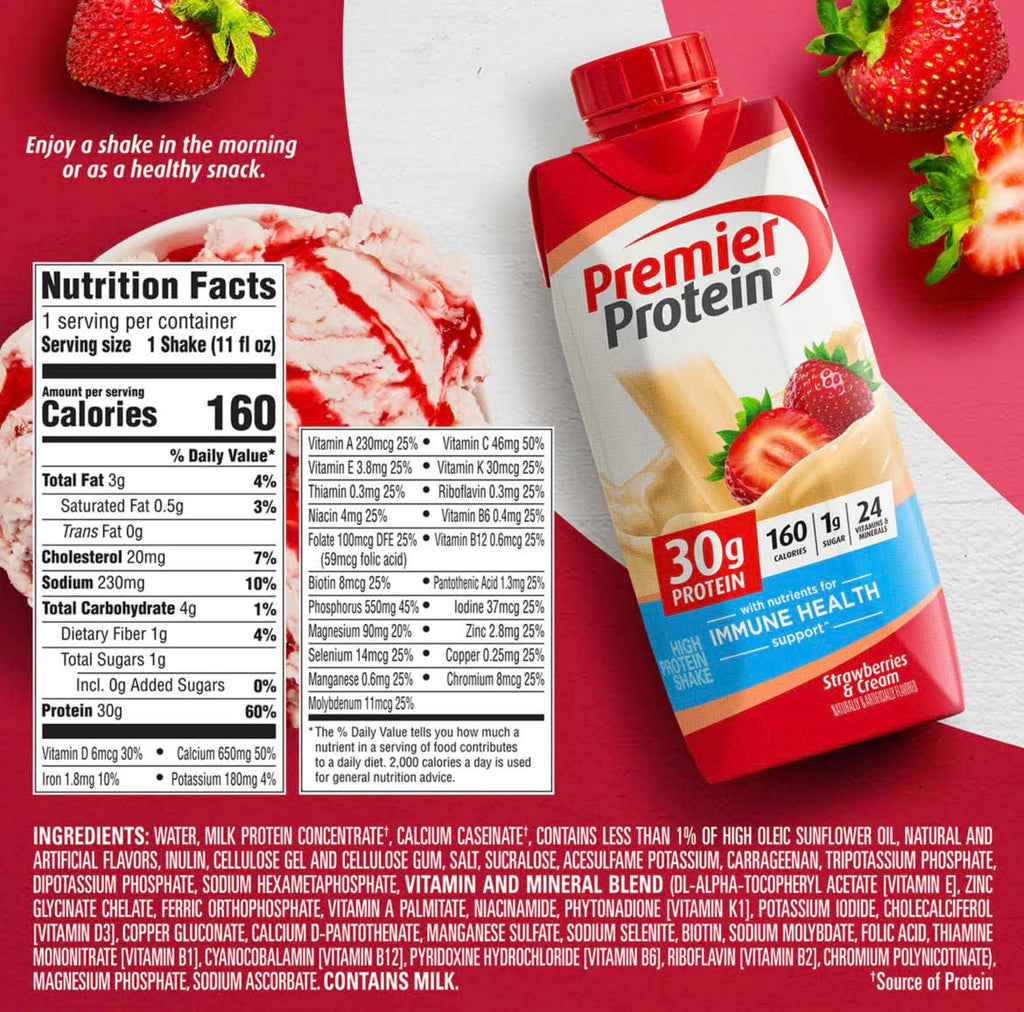 Strawberry Cream, Chocolate, and Vanilla Variety 11 Fl oz 12pk Protein Shake N5823