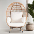 Ivory Oversized PE Wicker Egg Chair with 4 Cushions S9768