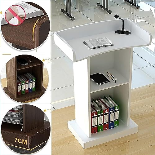 Wood Stand Floor Standing Podium with Storage Shelf I514001