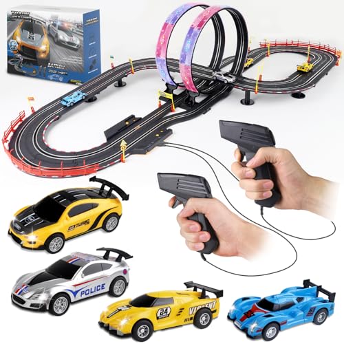 23ft Battery Powered Electric Slot Car Race Track Set with 4 Slot Cars X581