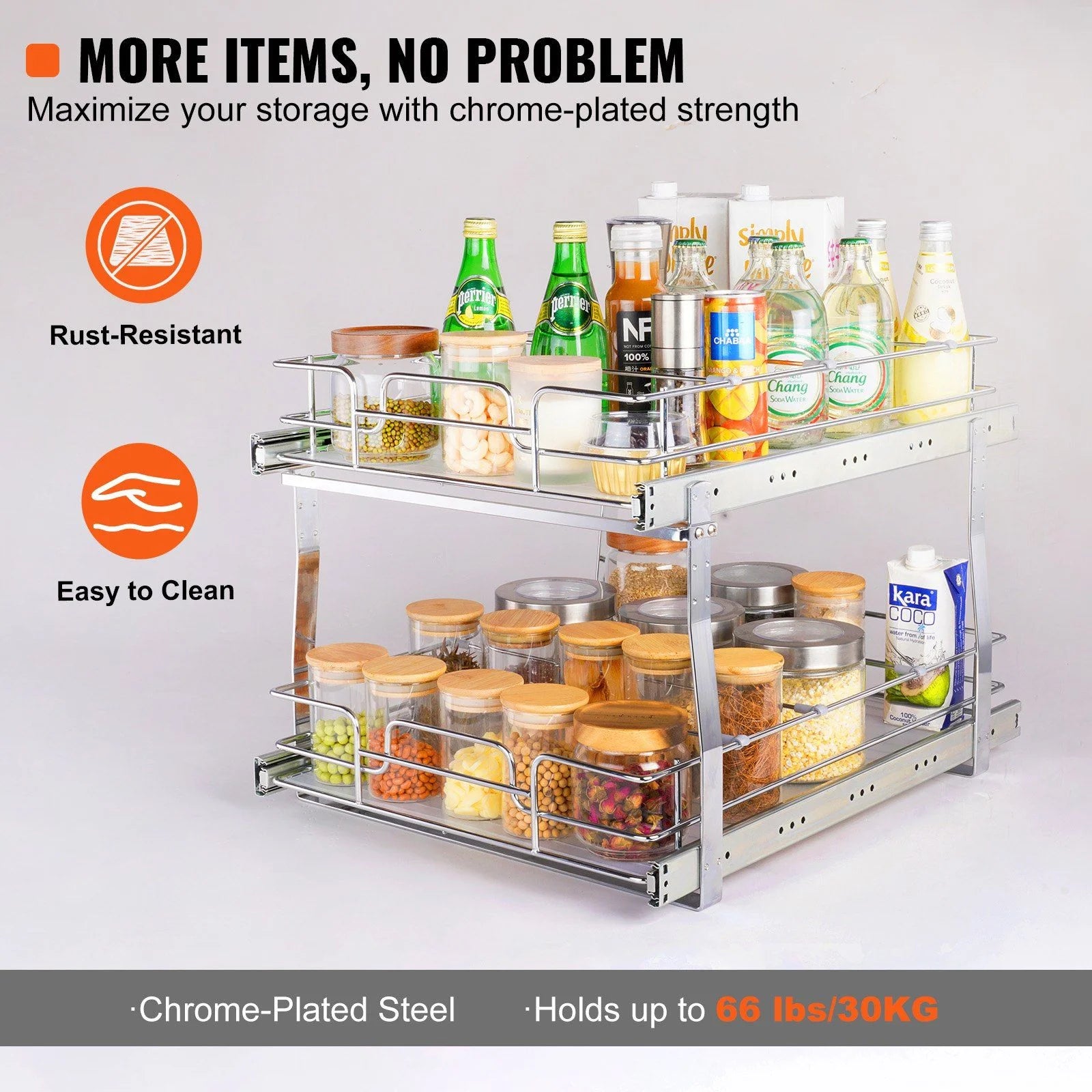 Chrome-Plated Steel Pull Out Cabinet Organizer O309017