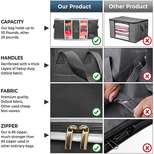 3 Pack Grey Stackable Clothes Storage Bag with Zippers M75947