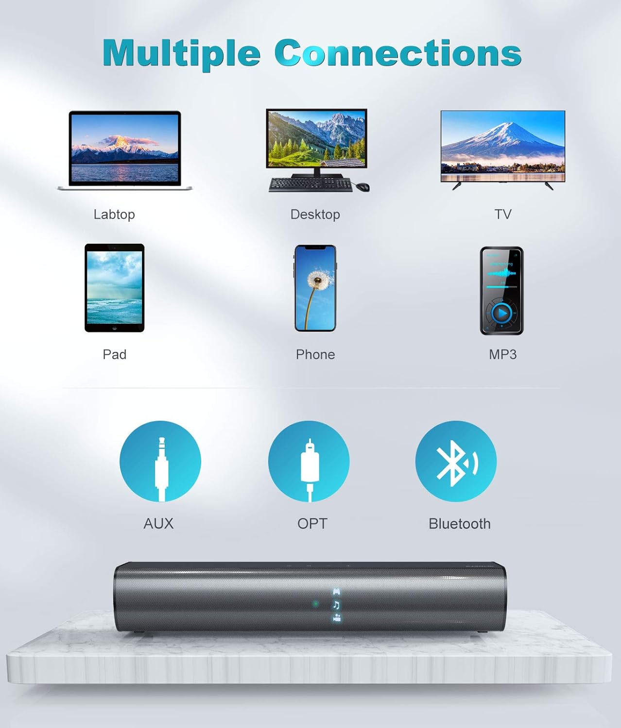 Mini Soundbar, 2.0 Channel, Bluetooth 5.0 T56448