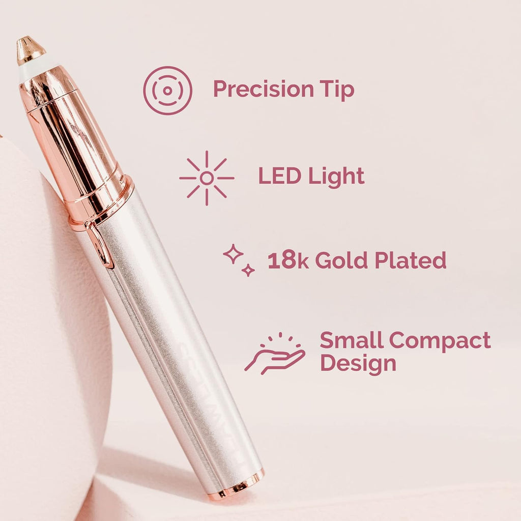 White Electric Eyebrow Hair Remover Razor with LED Light J8887