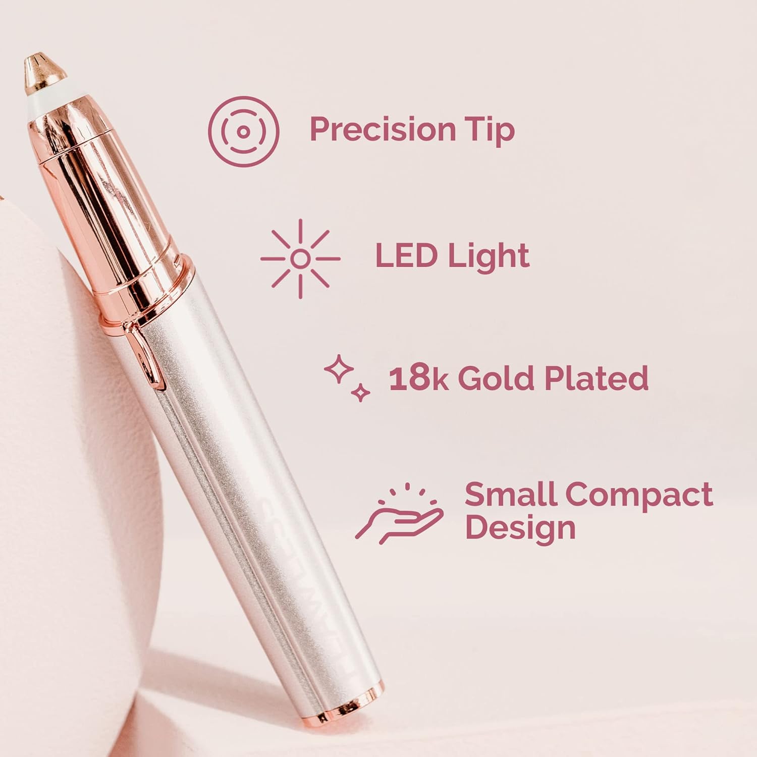 White Electric Eyebrow Hair Remover Razor with LED Light J8887