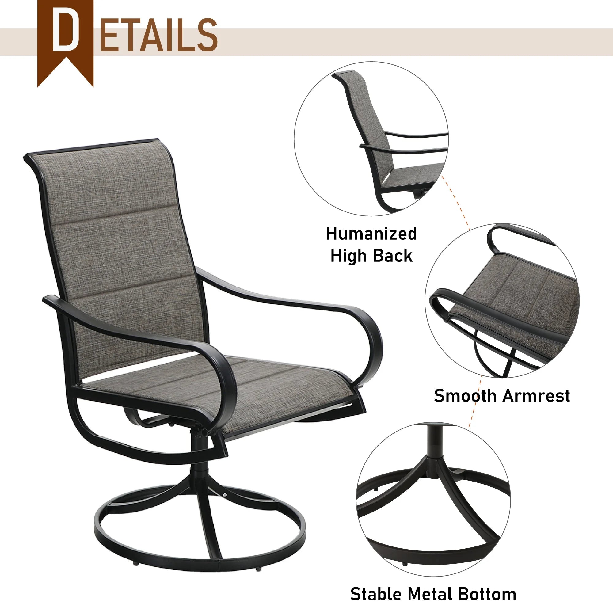 9 Piece Outdoor Metal Patio Dining Set with Swivel Padded Chairs X503758
