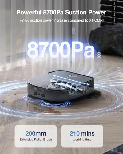 White Robot Vacuum and Mop Combo with Auto-Empty Station, 3800Pa Suction I80287