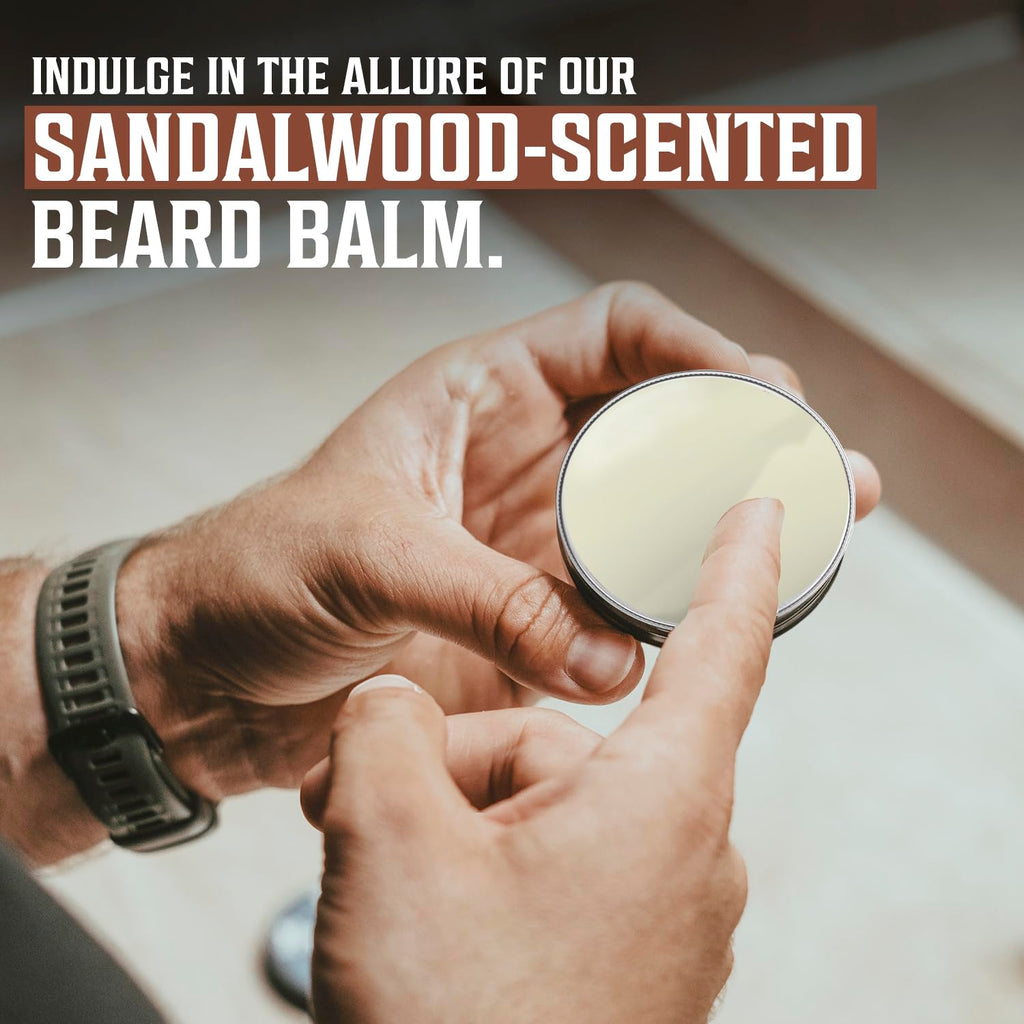 Sandalwood Beard Balm and Beard Oil Bundle with Argan and Jojoba Oils K21629